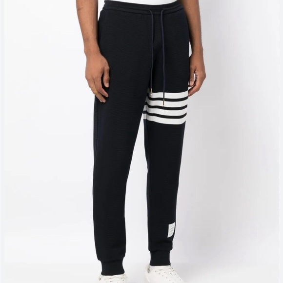 Thom Browne Double Face Knit Tonal 4-bar Sweatpants Size Small - Picture 1 of 11